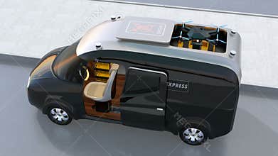 Drone landing to a delivery van