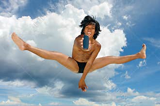 Sky jump with cellphone