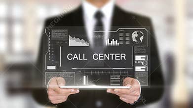 Call Center, Hologram Futuristic Interface Concept, Augmented Virtual Reality