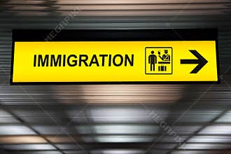 Airport immigration and customs sign