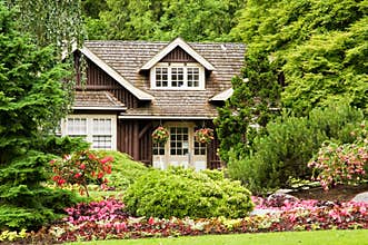 Landscaping log cabin