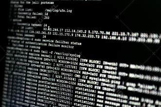 Portion of system log from a web server, during cyber attack. Firewall is blocking IP address