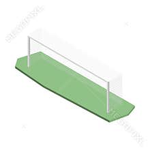 Gate for playing soccer in isometric, vector illustration.