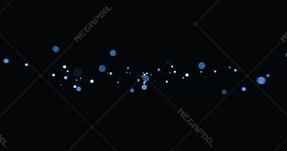 Abstract cosmic explosion shockwave blue bokeh on black background, particles movement