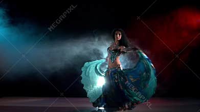 Sensetive belly dance movements of young and