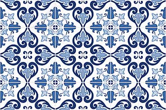 Traditional ornate Portuguese tiles azulejos. Vector illustration.