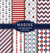 Sea and nautical patterns set.