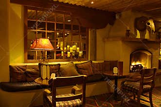 Interior lounge and fireplace