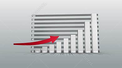 Businessman watching progress graph with arrow