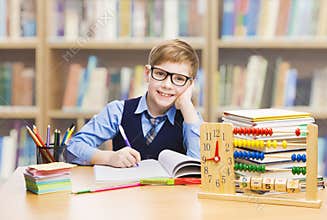 School Kid Education, Student Boy Studying Books, Little Child i