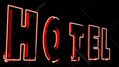 Neon sign for the hotel
