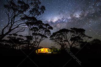 Camping under the Milky Way. Australia.
