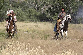 CASPER, WY__CIRCA Â JULY Â 2015__Soldiers and indians reenactment in Casper, Wy. circa July 2015