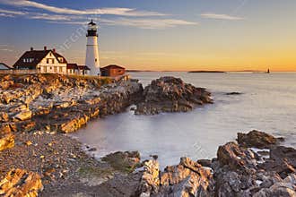 Portland Head Lighthouse, Maine, USA at sunrise