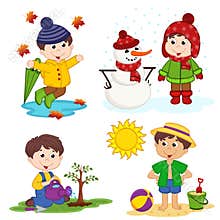 Boy and the four seasons