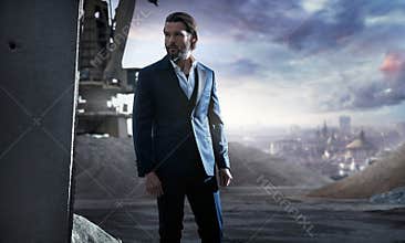 Handsome stylish man in an elegant suit
