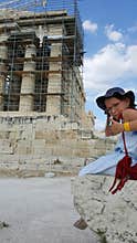 Young girl at Parthenon, Athens, Greece