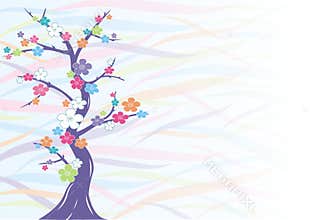 Multicolored cherry blossom