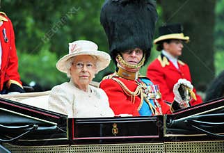 Queen Elizabeth & Prince Philip, LONDON, UK - JUNE 13: Queen Elizabeth Trooping the Colour, June 13, 2015 in London, England, UK