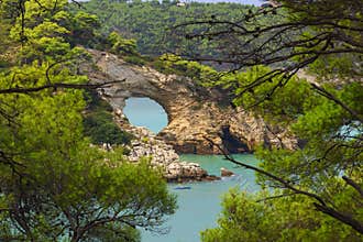 Apulia coast: Gargano National Park, San Felice arch (Architello), Italy,Vieste.