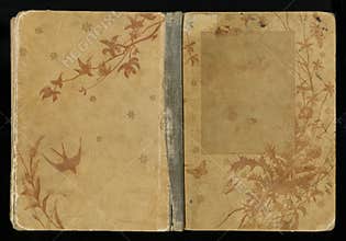 Beautiful cover of a vintage book with floral frame an blank label for your text.