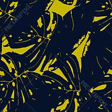 Blue Floral Tree Vector Seamless Pattern. Plant