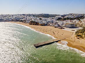 Aerial view of seaside Albufeira in Algarve, Portugal
