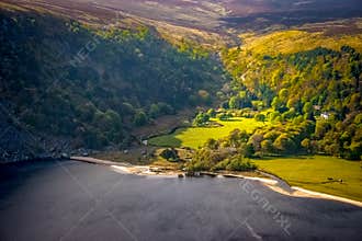 Autumn green landscape at Sally Gap, Wicklow, Ireland