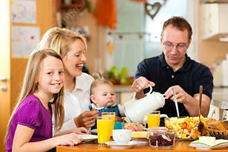 Family having breakfast