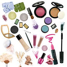 Various cosmetics isolated on white background