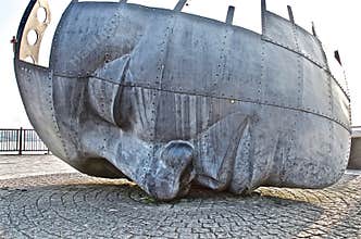 Resting Face Sculpture at Mermaid Quay in Cardiff, Wales