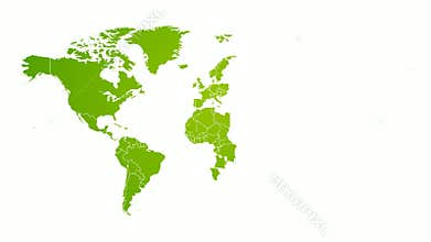 World Map Showing Up With Countries Easing In