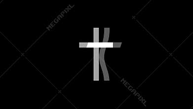 Church cross christianity religion icon vintage twitched bad signal animation.