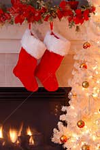 Christmas Stockings by the Fireplace