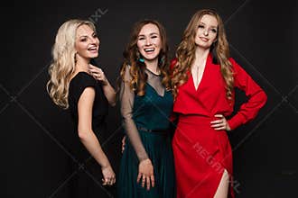 Gorgeous ladies in evening dresses.Year evening celebration birthday concept.