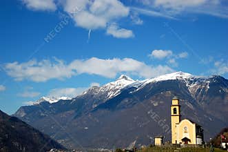Swiss mountains and church