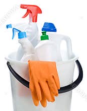 Bucket of cleaners