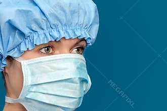 Nurse doctor blue woman healthcare medical