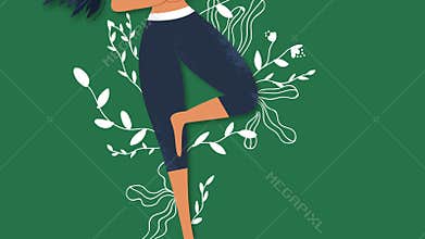 Nature connection animation of green plant woman