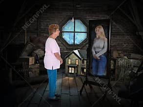 Aging, Youth, Time Passing, Mirror, Old