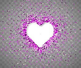 Confetti of hearts on a transparent background. V