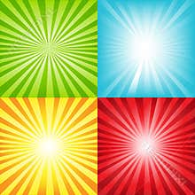 Bright Sunburst Background With Beams. Vector