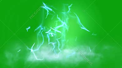 Sparkling electricity with green screen background