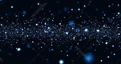 Christmas blue light shine particles bokeh loop-able on black background, holiday congratulation greeting party happy new year,