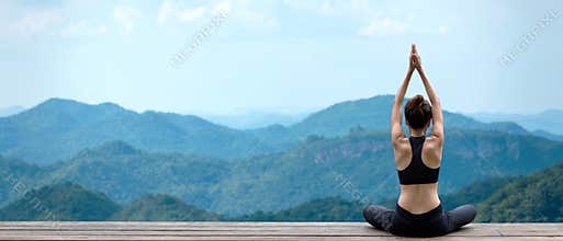Lifestyle woman yoga exercise and pose for healthy life. Young girl or people pose balance body vital zen and meditation for worko