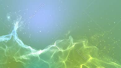 Digital blockchain network with particles in tech cyber space.