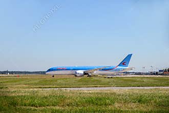 Airplane Boeing 787 Dreamliner inMalpensa airport