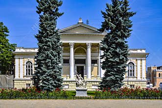ODESSA, UKRAINE. JUNE 21, 2018. The facade part of the archaeological museum