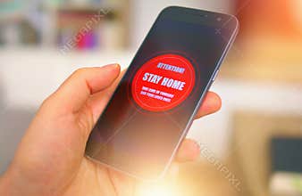 Emergency message Stay Home on the phone