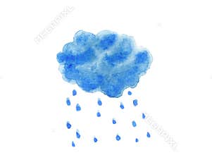 Watercolour rain cloud on a white background
